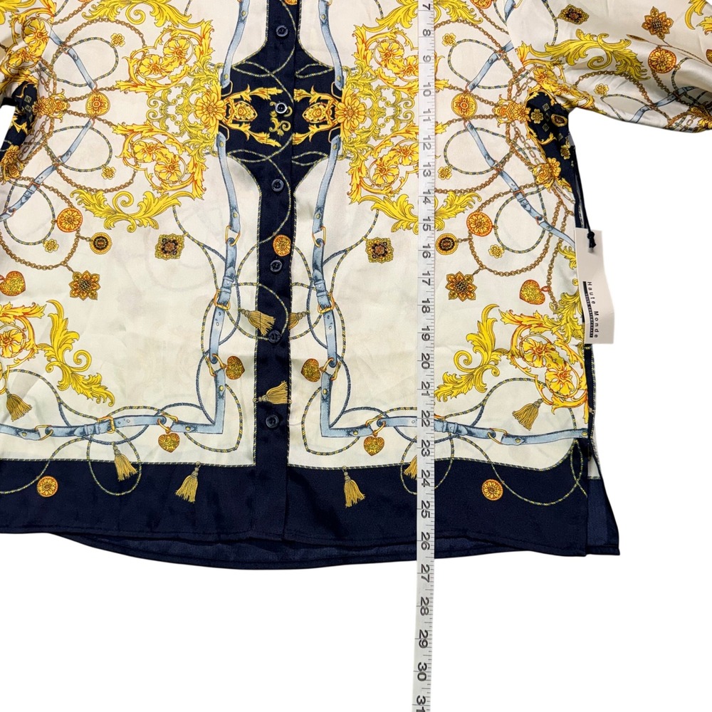 Baroque Chain‎ Print Button Down Scarf Print Old Money Quiet Luxury Mob wife - Picture 5 of 8